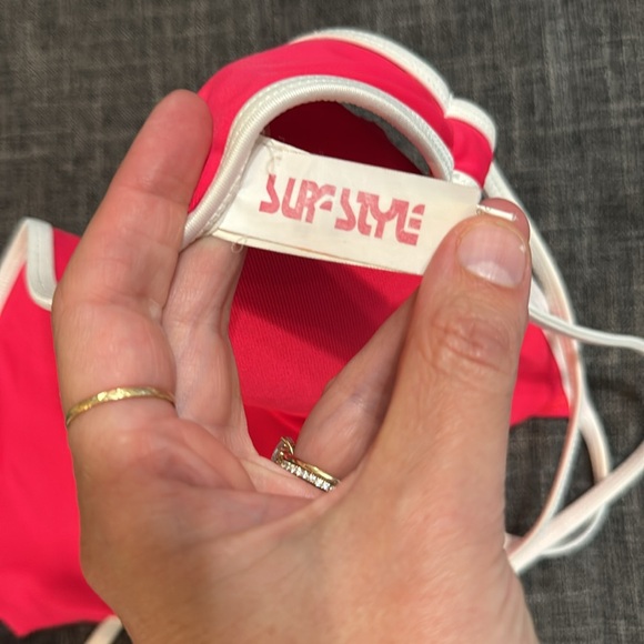 Y2K Miami Surf Style Hot Pink Halter Bikini Top Barbiecore Retro Swim - Picture 2 of 5